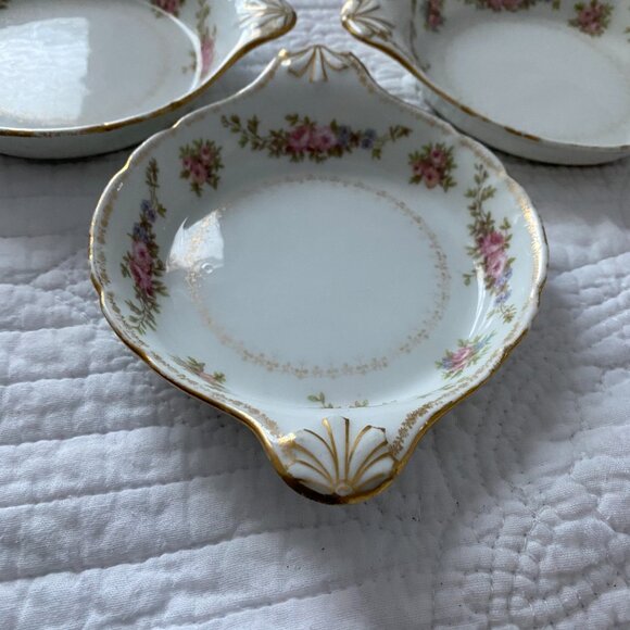 Antique GDA Limoges France Floral & Gold Condiment/Trinket Dish set of 3 - Picture 5 of 9